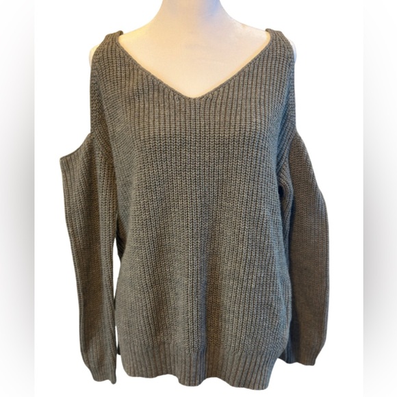 Cotton Emporium Sweaters - Cotton Emporium Gray Off-the-Shoulder Sweater